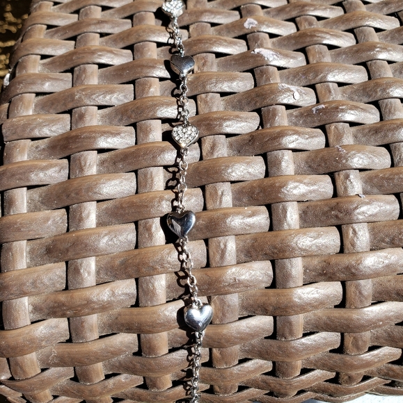 Sterling silver fossil bracelet with heart accents - Picture 2 of 3